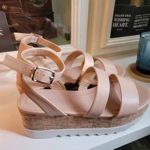 Nude Madden Girl Platform Chunky Cork Sandals NWOT